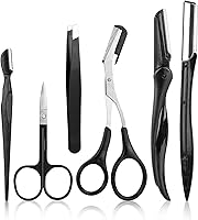 NAZQAT 6-Piece Eyebrow Grooming Kit: Precision Tweezers, Razor, Scissors for Women & Men - Trim, Shape, Exfoliate Brows