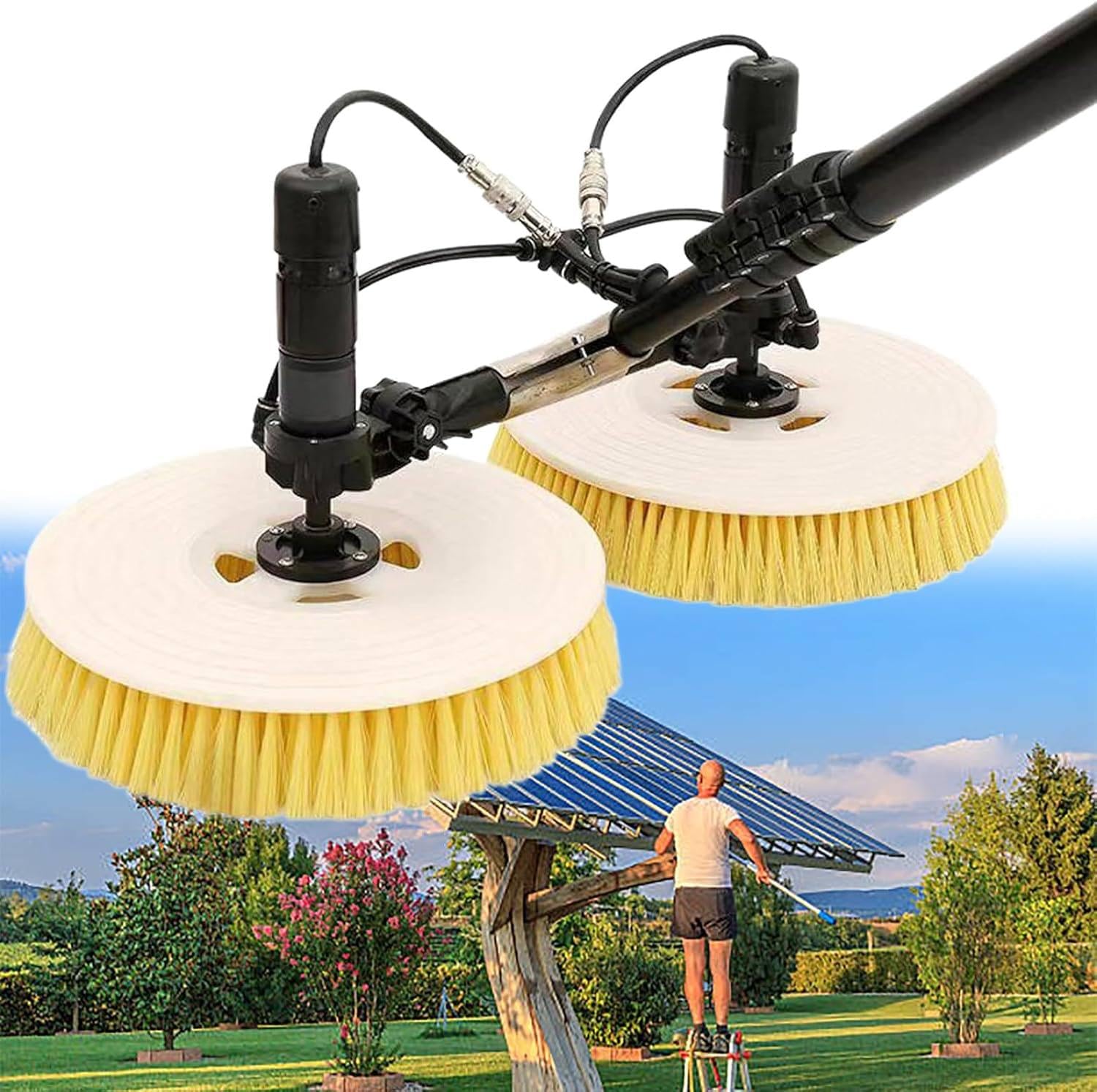 YXYLJOZ Telescoping Car Wash Brush 11.6FT/18FT/24.6FT - Long Handle Cleaning Brush for RV, Truck, Boat & House Siding - Bristles & Solar Panel Cleaner (3.5m)