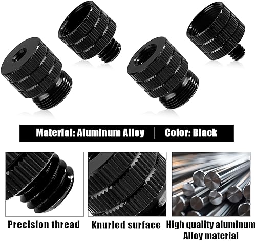 Miniatura 4 de 4 adaptadores de soporte de micrófono, adaptadores de rosca de micrófono 14 hembra a 58 macho y 38 hembra a 58 macho y 14 macho a 58 hembra y 38