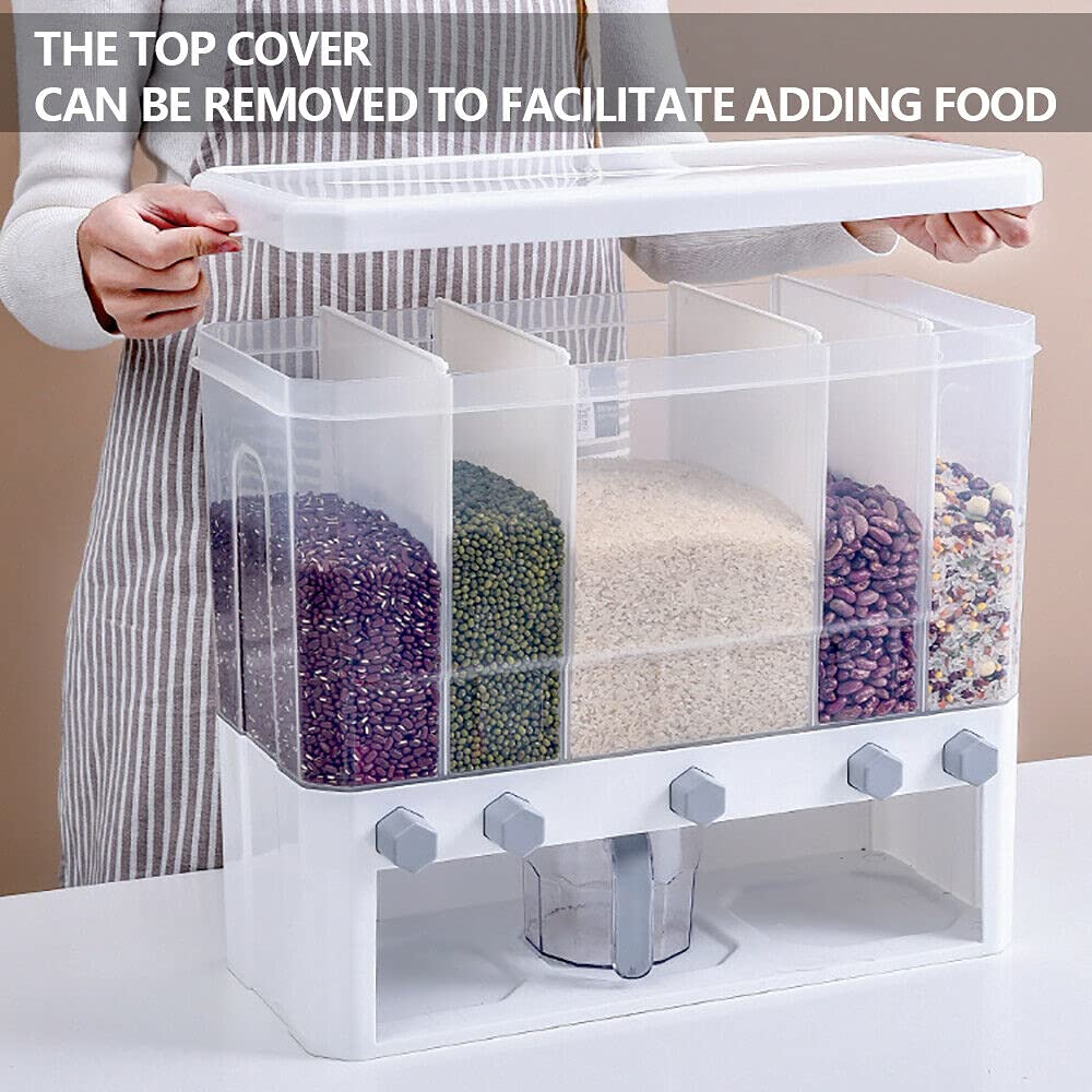 Futchoy Boîte de rangement hermétique à 5 compartiments avec couvercle et verre doseur pour la cuisine