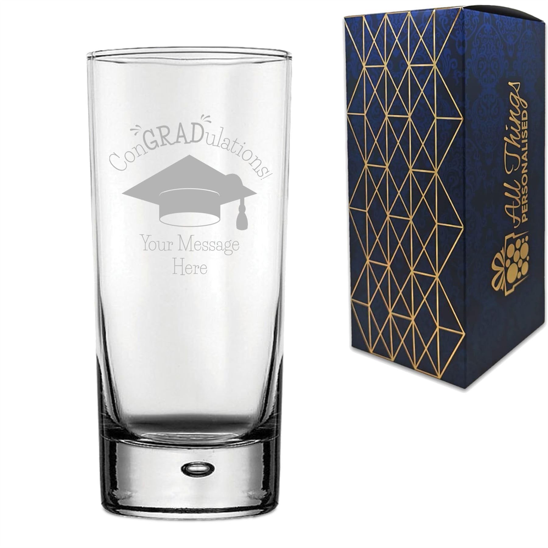 Personalised Engraved Graduation Hiball Tumbler with 'ConGRADulations' Design, Personalise with Any Name or Message, Gift Box Included, Laser Engraved, University College Graduation Gift