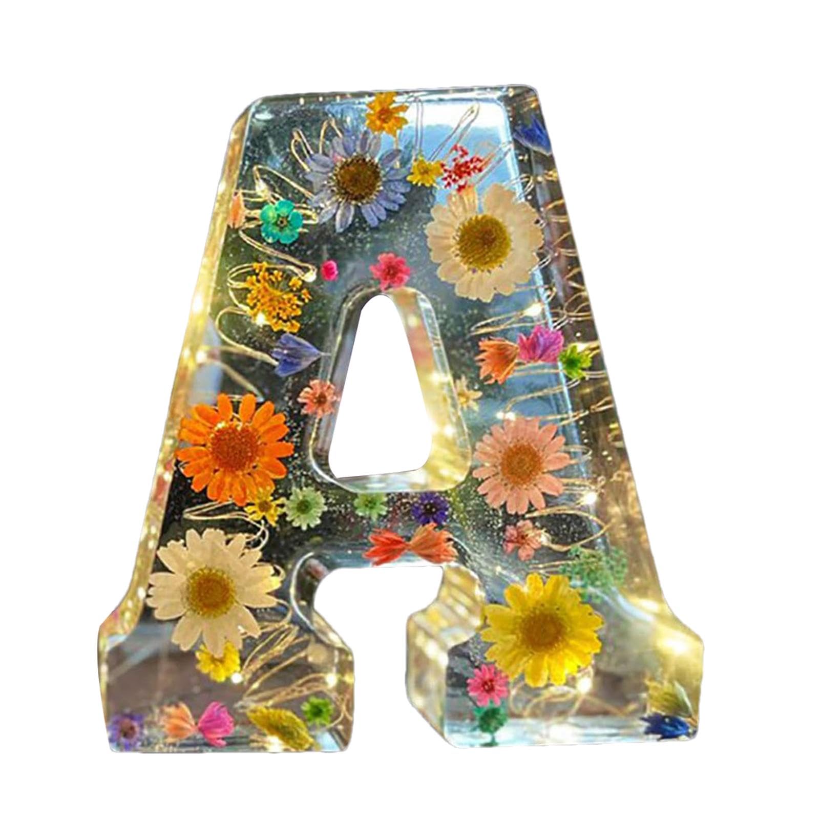 Floral Resin Alphabet Night Light, Floral Resin Night Light, Dried Flower Led Lamp, LED Resin Flower Lamp, Alphabet Floral Night Light, Alphabet LED Letter Light, Creative Table Light Night Lamp
