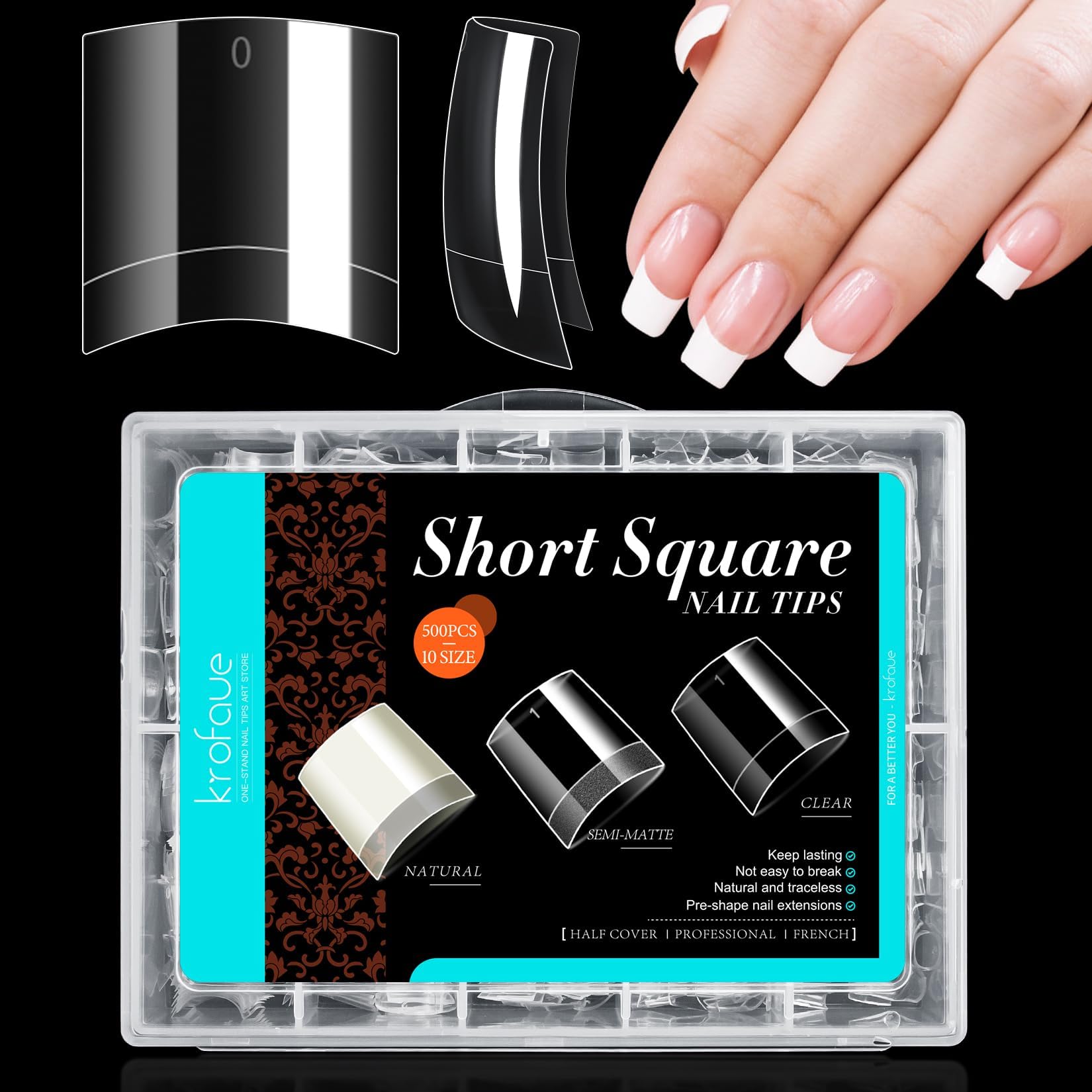 UNA GELLA Extra Short Square Fake Nails 504pcs Half Cover