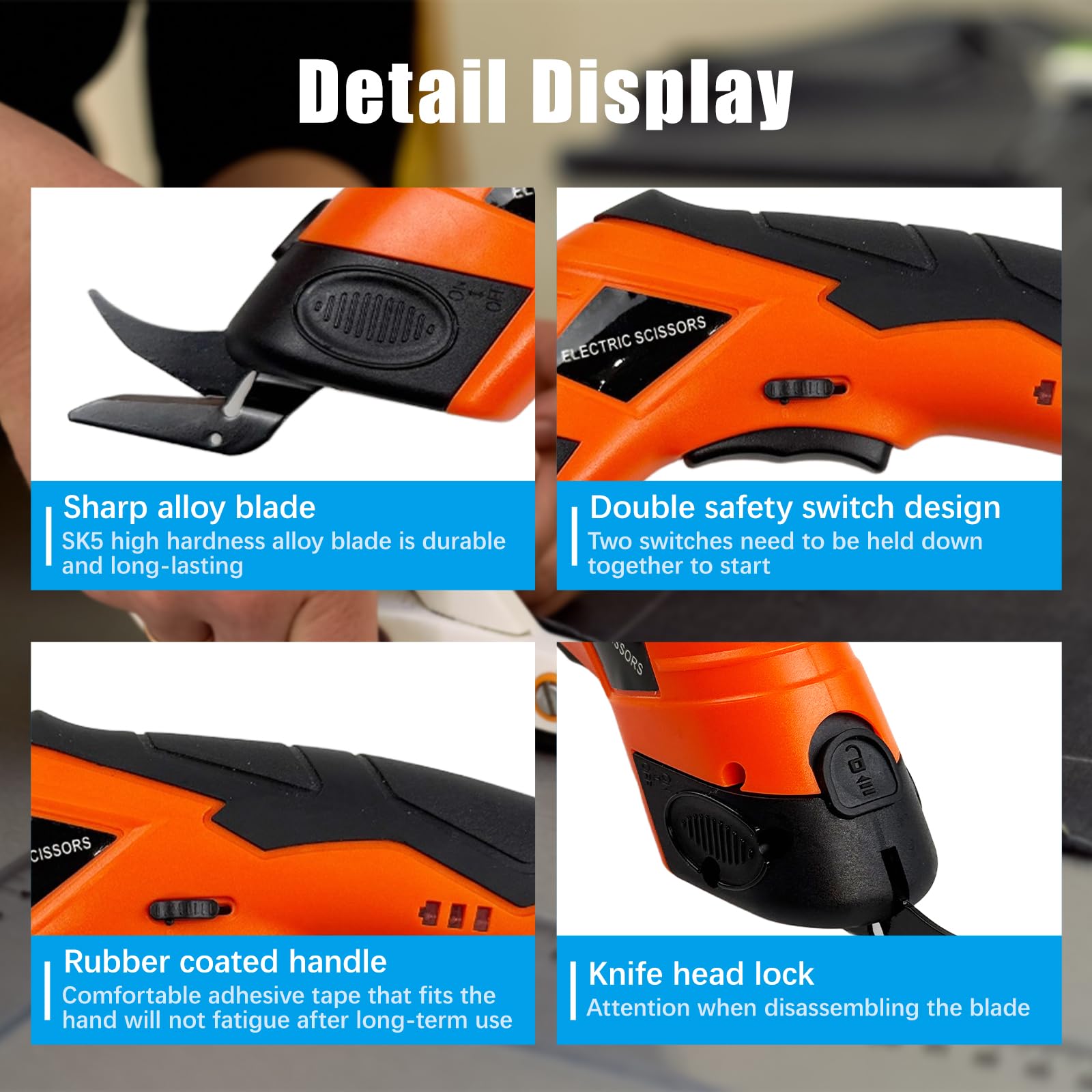 Cordless Electric Scissors, Rechargeable Portable Cardboard Cutter with Safety Closure - Image 3