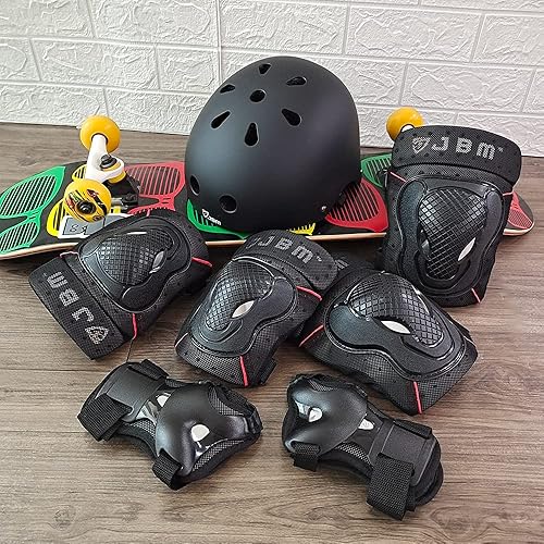 Miniatura 5 de JBM 4 Sizes Extra Pads Diamond Curved Series Full Protective Gear Set Multi Sport Helmet, Knee and Elbow Pads with Wrist Guards, for Biking, BMX,