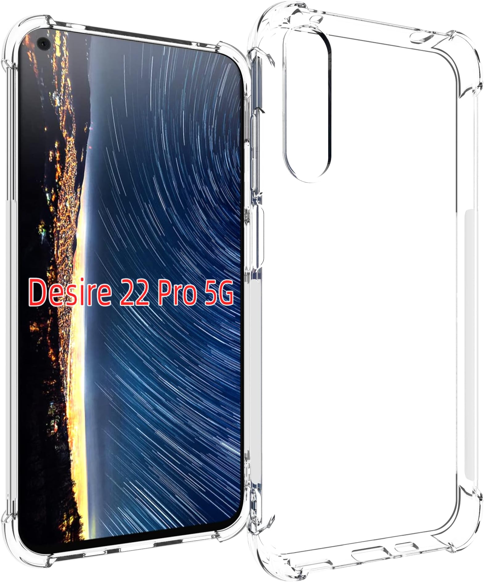 USTIYA Case for HTC Desire 22 Pro 5G Clear TPU Four Corners Protective Cover Transparent Soft funda
