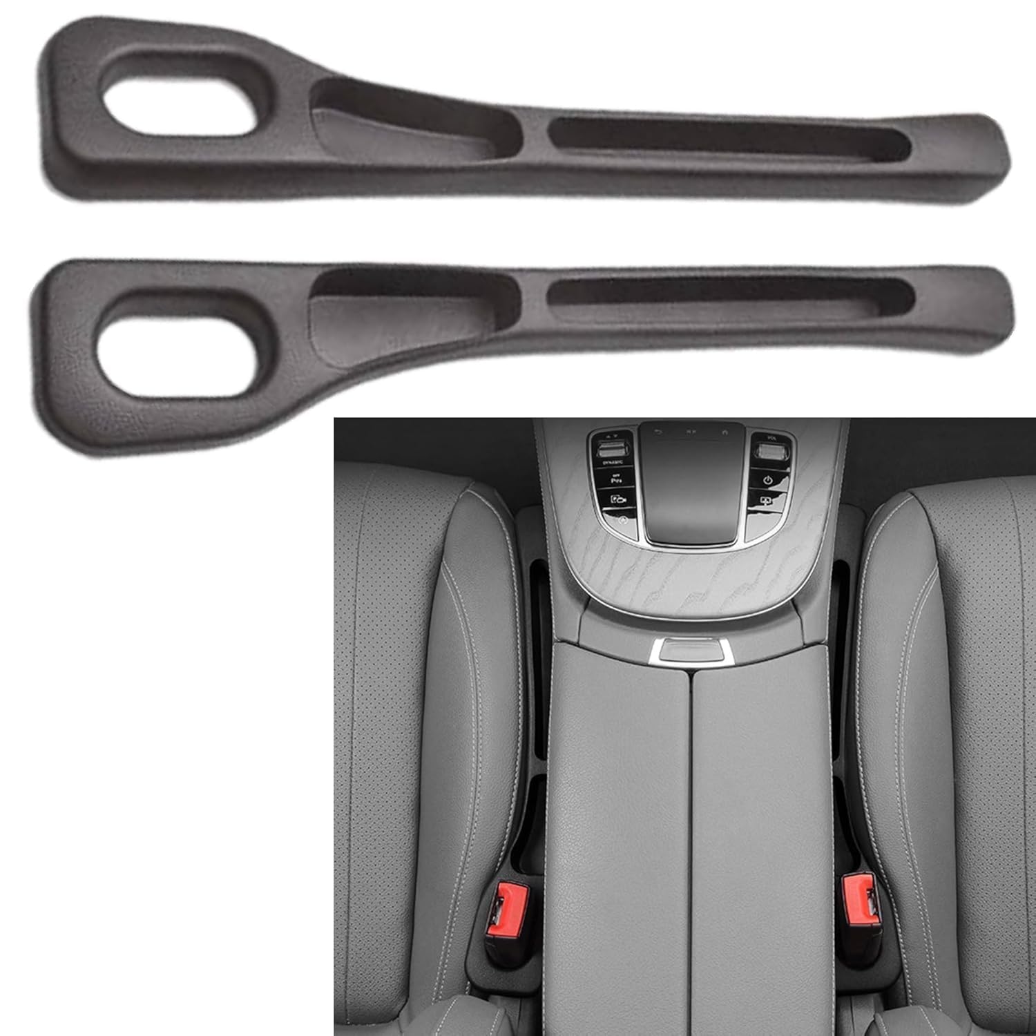 2pcs Black Car Seat Gap Filler 2 Pack Car Seat Gap Filler Organizer Car Back Seat Organizer Multifunction Console Side Storage Pocket Anti Slip Seat Space Saver Car Organizer Accessory-image-2