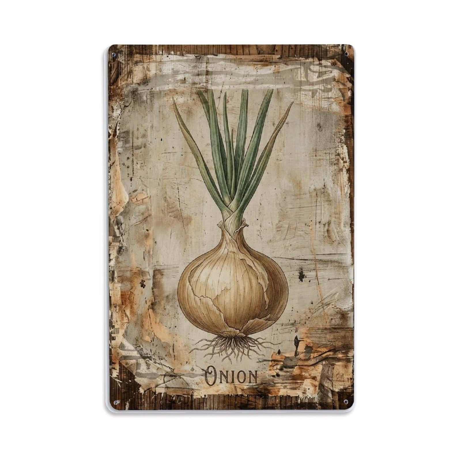 Fqnyr Style Onion Vegetable Bulb Metal Tin Sign Plaque Wall Decor For Cafe, Club Bar, Office, Home Garden Metal Poster 8X12inch