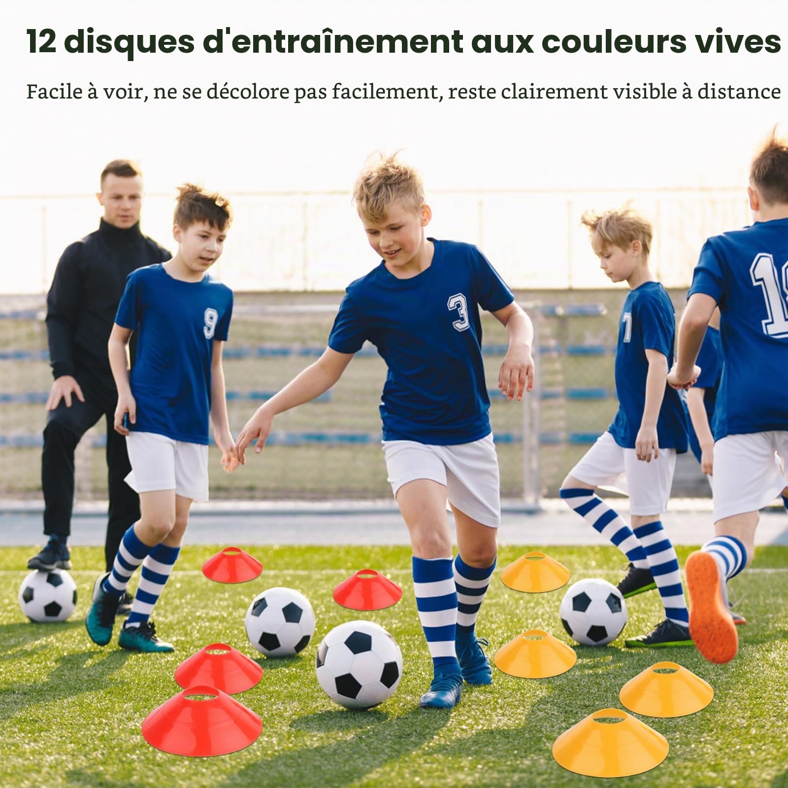 Accessoires D'entraînement de Football, Entrainement Football Équipement D'entraînement de Football avec Échelle D'Agilité, 12 Cônes, Parapluie de Résistance et Sac de Rangement