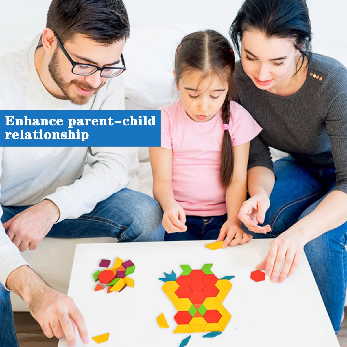 LiRiQi Drewniane puzzle Tangram, klasyczne zabawki edukacyjne Montessori, 180 elementów o geometrycznym kształcie i 24 karty projektowe, prezenty dla małych chłopców dziewczynek dzieci 3, 4, 5, 6 7