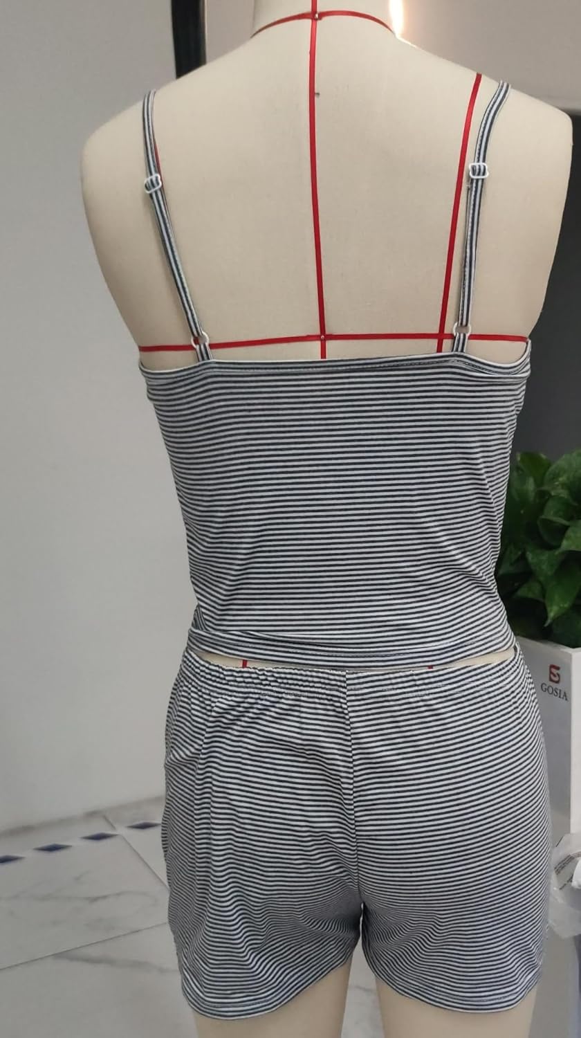 Women Sexy 2 Piece Pajama Set Cute Pj Sets Floral Print Lace Trim Cami Tank Top Shorts Teen Girls Sleepwear - Image 7