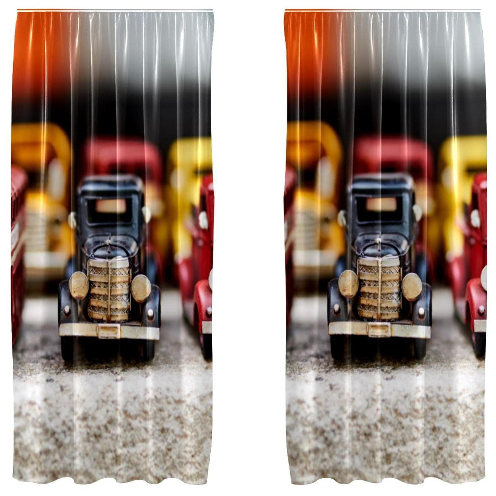 Rideaux mini voitures légers : lot de 2 voilages passe-tringle pour tamiser la lumière