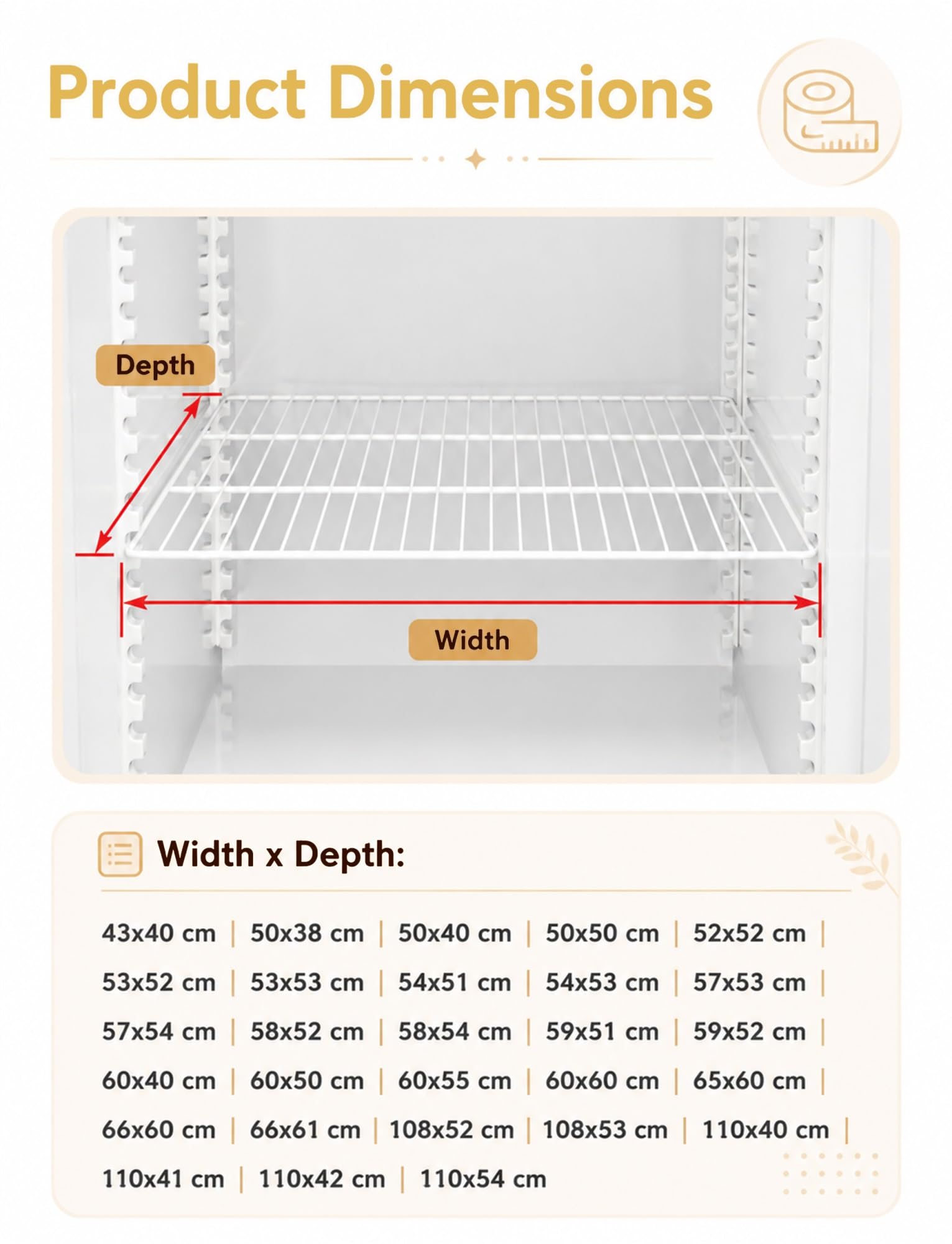 Estante inox para frigorífico, congelador y vitrina refrigerada | Organizador de rejilla con varios tamaños, estructura resistente y fácil limpieza(1.97ft x 1.64ft/60cm x 50cm)