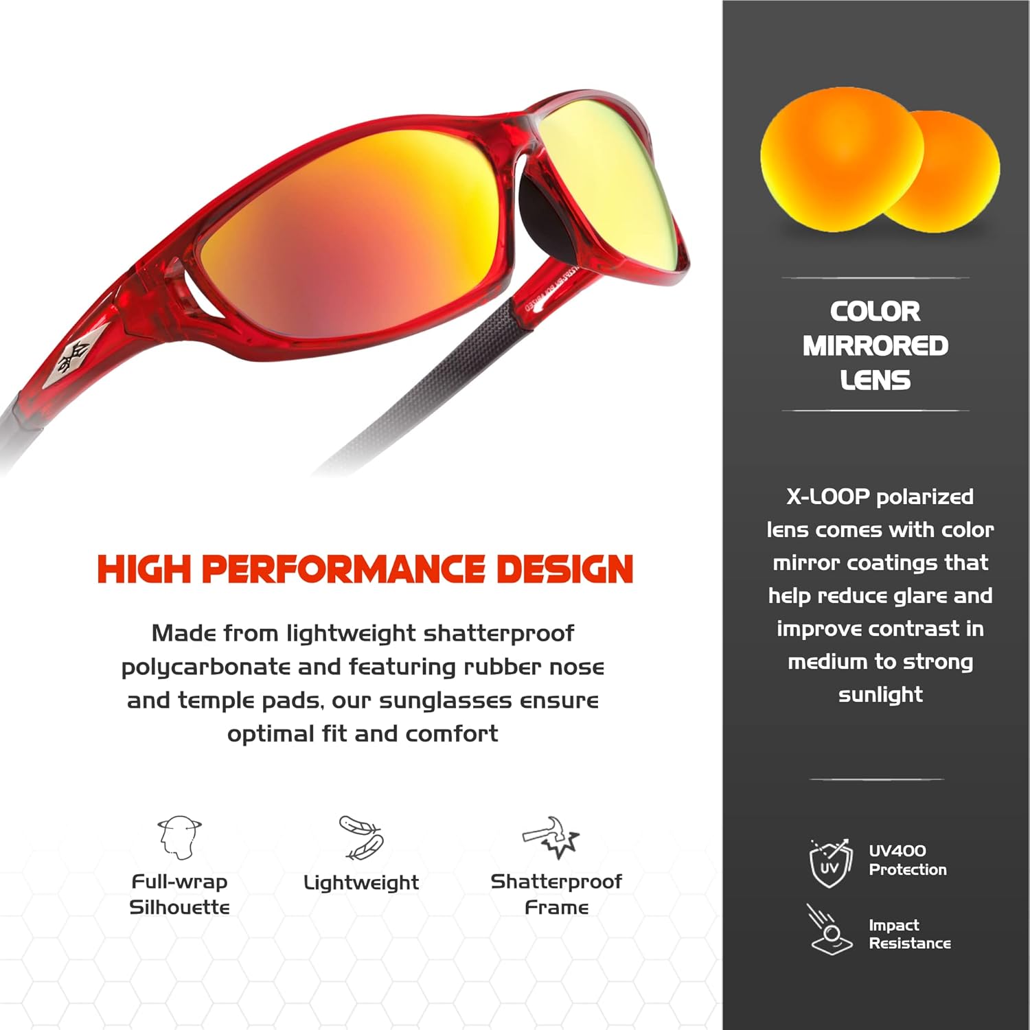 X LOOP Polarized Sports Sunglasses for Men - UV400 Baseball Running Cycling Golf Glasses - Image 4