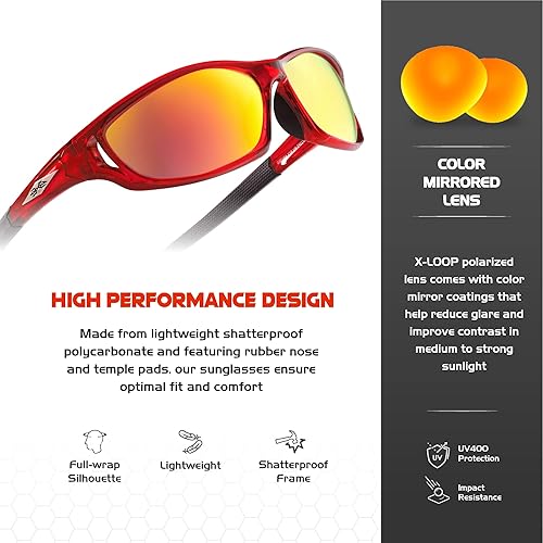 Miniatura 4 de X LOOP Gafas de sol deportivas polarizadas para hombre, UV400, béisbol, correr, ciclismo, golf