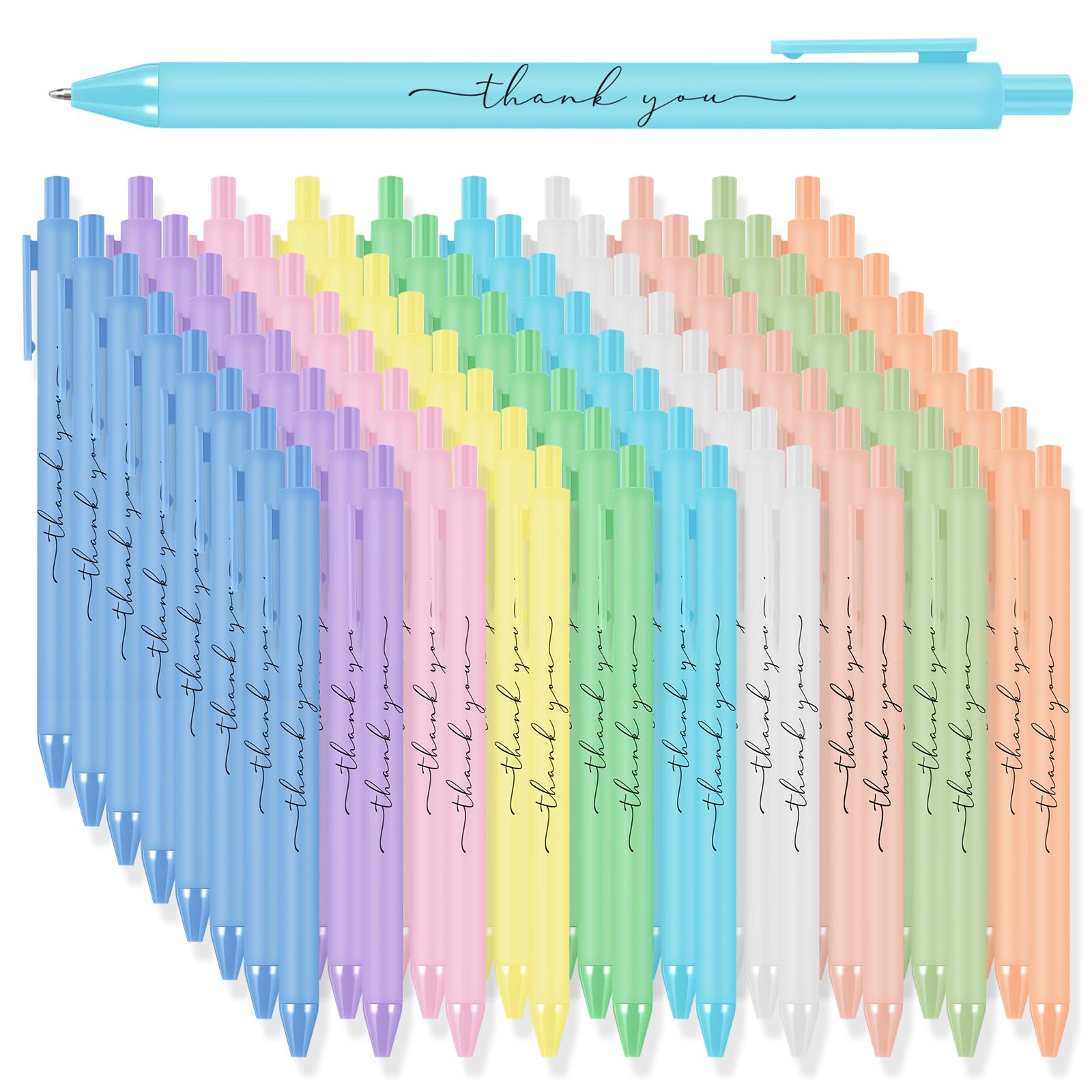 Dispowreath 200 Pcs Thank You Pens Bulk Multicolor Ballpoint Pens Thank You Gift for Men Women Employee Holiday Appreciation Gifts for Teacher Office