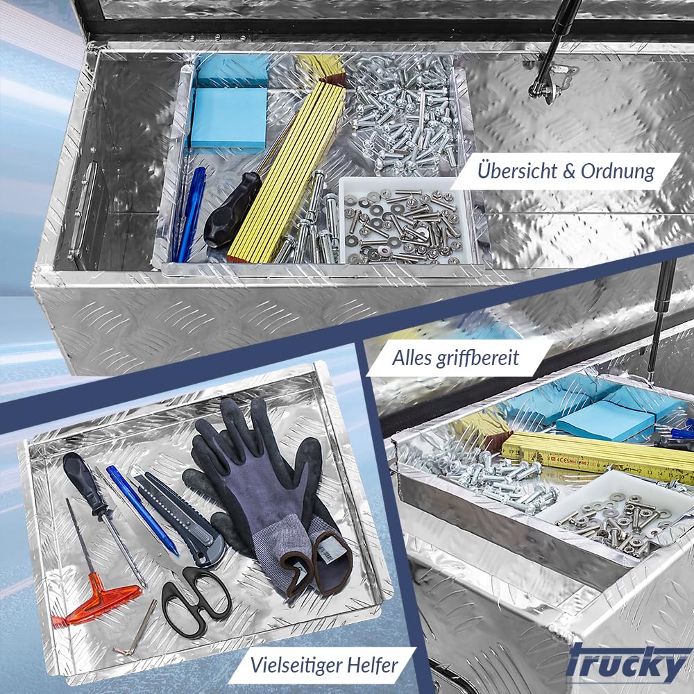 Trucky Zestaw D160 + schowek do zawieszania, skrzynka narzędziowa, skrzynka na przyczepę, aluminiowa skrzynka na przyczepę, pojemnik aluminiowy, pojemnik na wkładkę, pojemnik na przybory