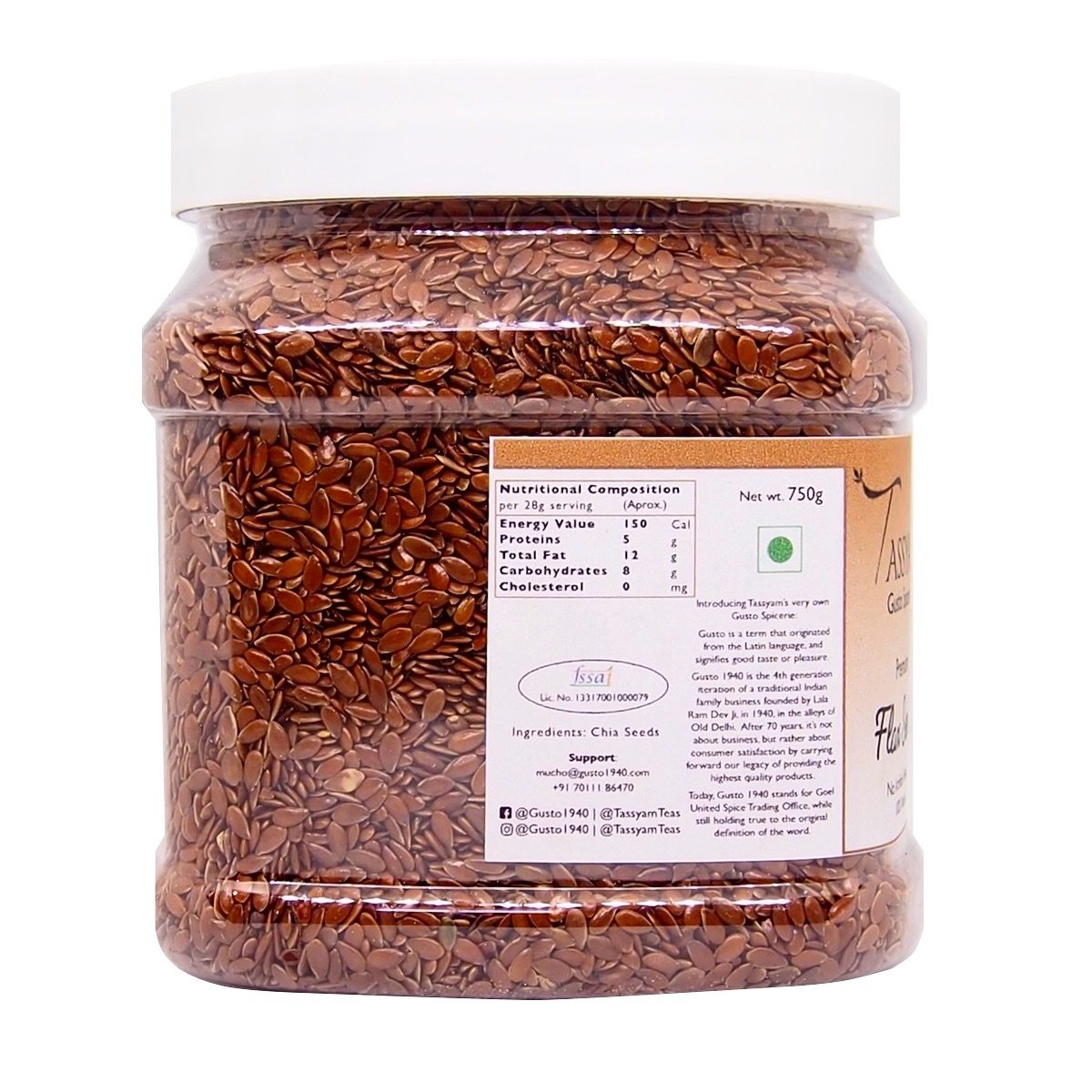 Tassyam Flax Seeds 750g Jar - Image 3 thumbnail