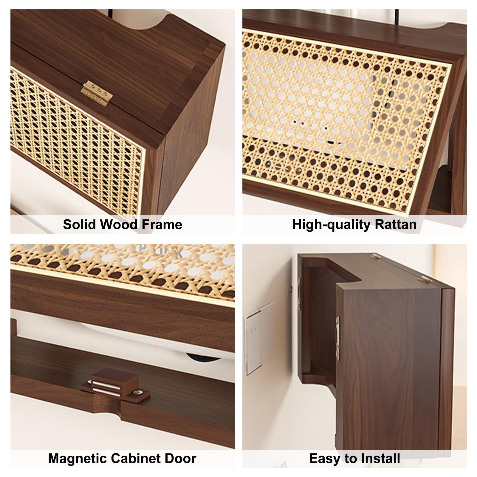 Cache Box Internet, Armoire pour Routeur WiFi, Support de Stockage WiFi en Bois Massif, Étagère de Routeur Murales pour Salon Chambre Bureau