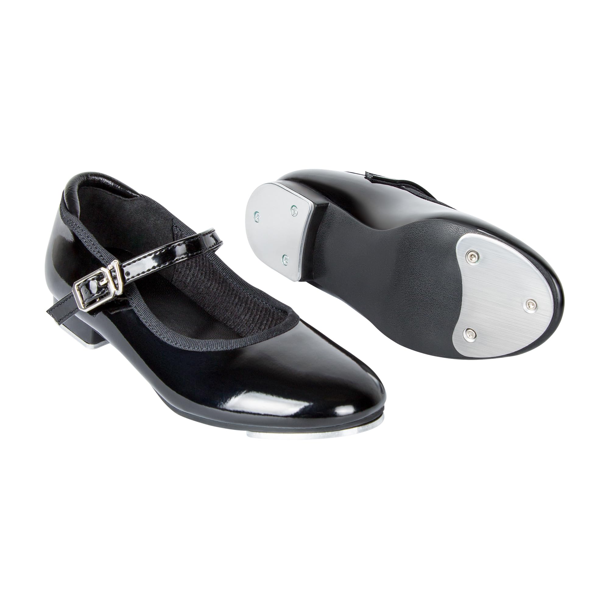 Dynadans Unisex-Child Slide Buckle Strap Tap Shoe Mary Jane Flat-Black Patent-13M
