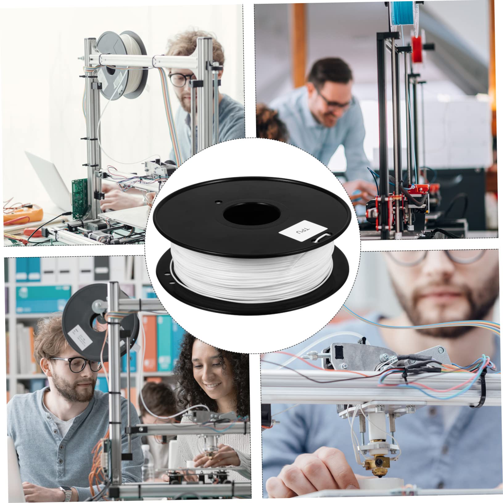 PRETYZOOM Filamento Flexible de Tpu 1.75mm para Impresora 3d, Blanco, 0.8kg, sin Burbujas, Resistente Larga Duración
