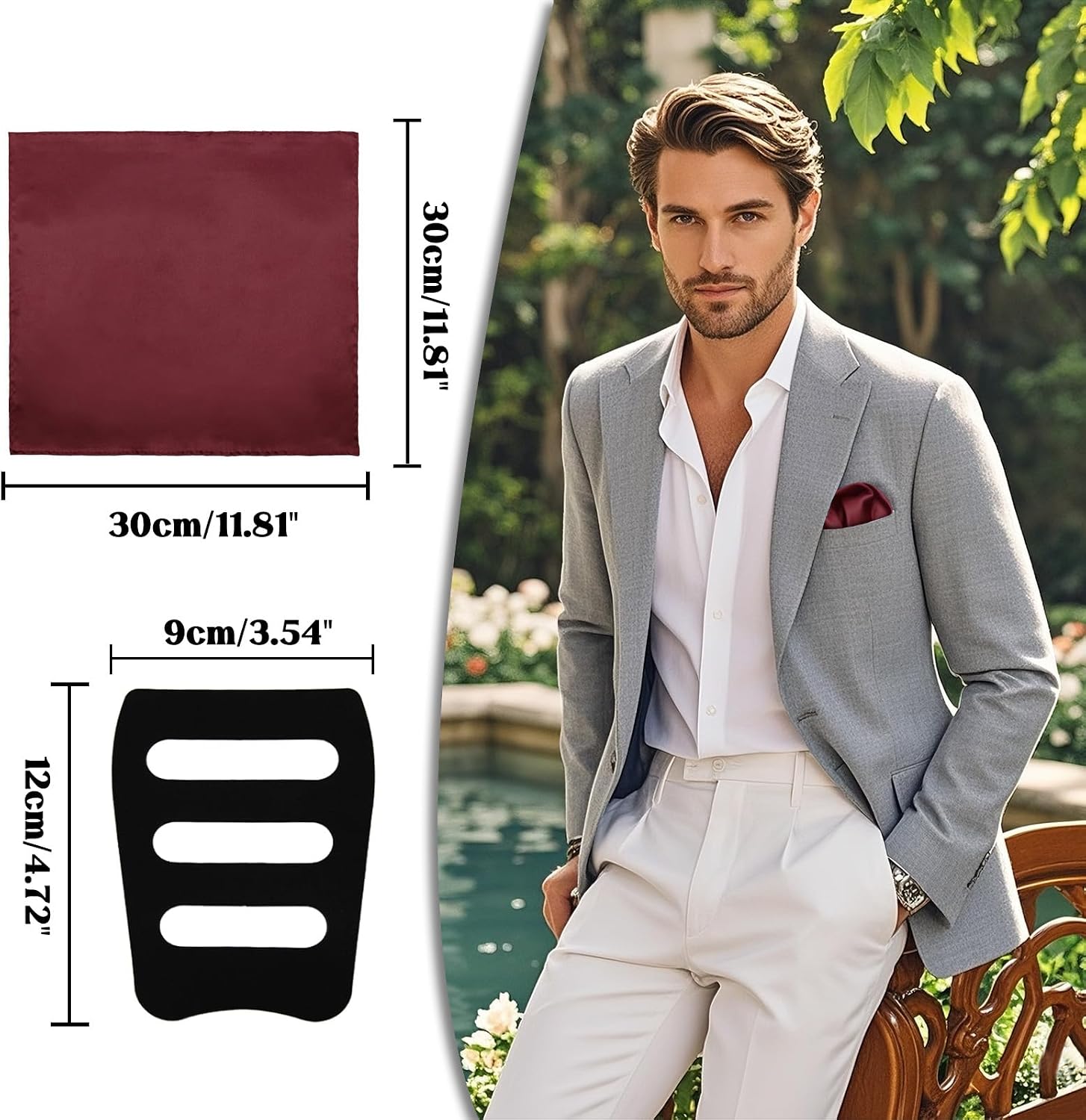 Pocket Squares for Men 11.81" Silk Satin Mens Handkerchiefs