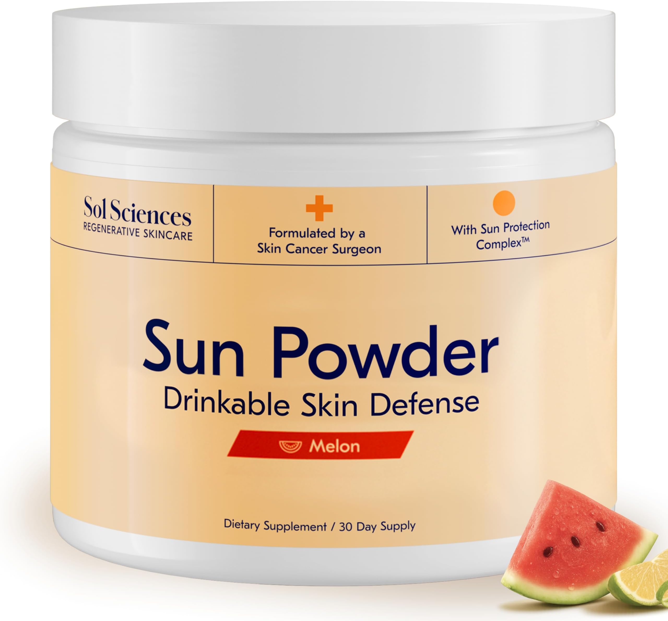 The First 3-in-1 Drinkable Skincare, by World-Class Dermatologist & Skin Surgeon, Regenerative Formula, Nicotinamide, Collagen Peptides, Biotin, Glutathione (30 Servings, Melon Sunrise)