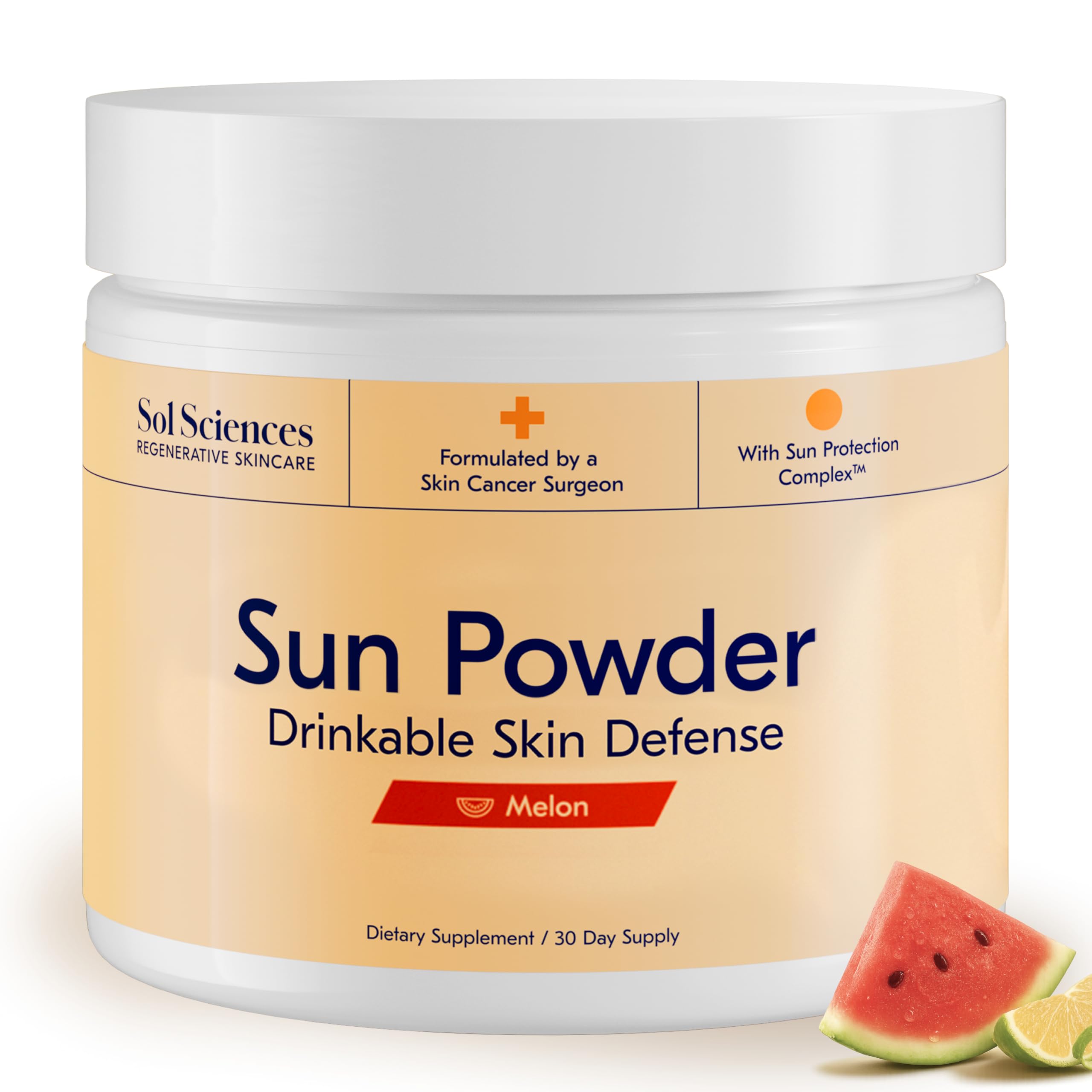The First 3-in-1 Drinkable Skincare, by World-Class Dermatologist & Skin Surgeon, Regenerative Formula, Nicotinamide, Collagen Peptides, Biotin, Glutathione (30 Servings, Melon Sunrise)