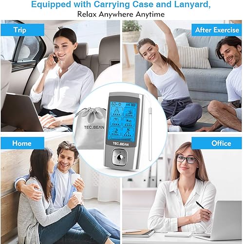 Miniatura 6 de TECBEAN Estimulador muscular TENS de 24 modos máquina TENS recargable con 8 almohadillas de electrodos gel americano masajeador de pulso eléctrico