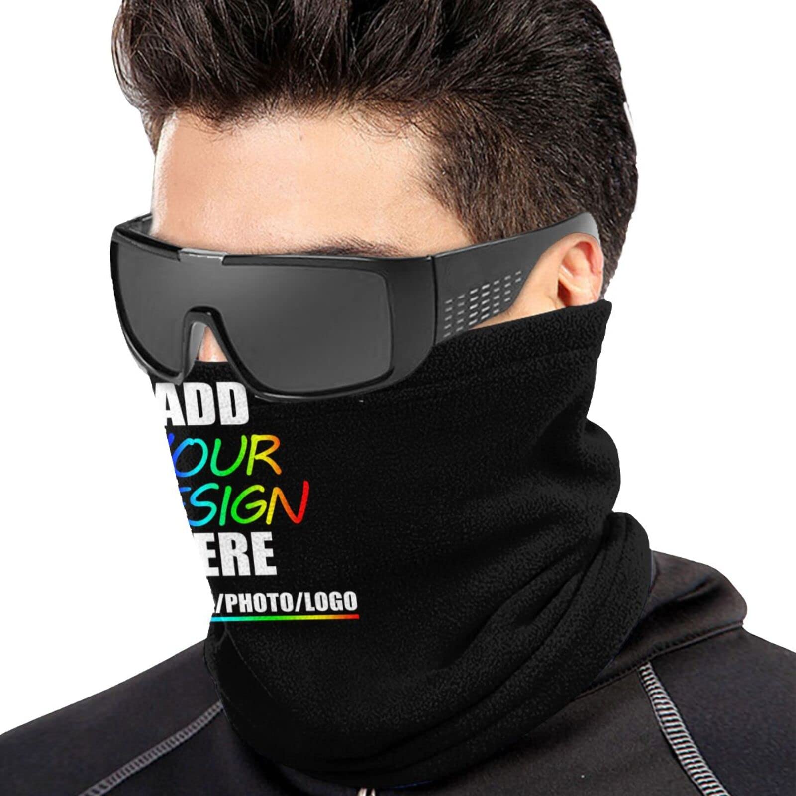 Personalized Microfiber Neck Warmer Neck Gaiter Add Your Photo/Text/Logo Custom Face Mask Scarf Bandana Balaclava for Men & Women Outdoor