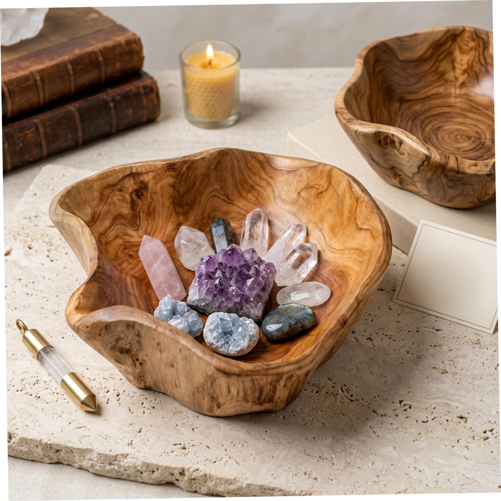 Bols décoratifs en bois, 25-29 cm de diamètre..Plateau de service en bois fait à la main, plateau en pour pains sandwich aux collations aux fruits