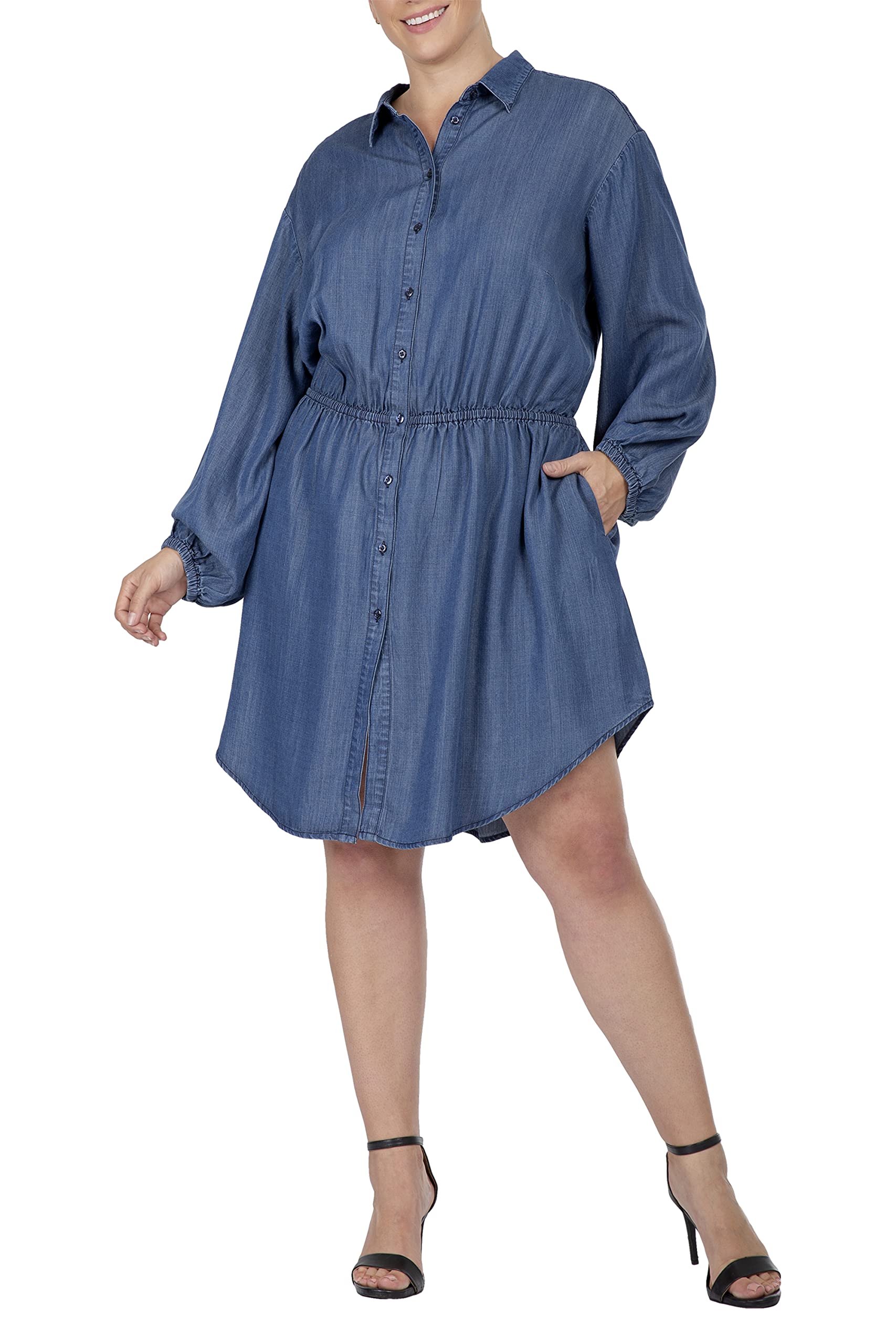 blue twill dress Navy Blue Viscose Twill Wrap Midi Dress main image 0