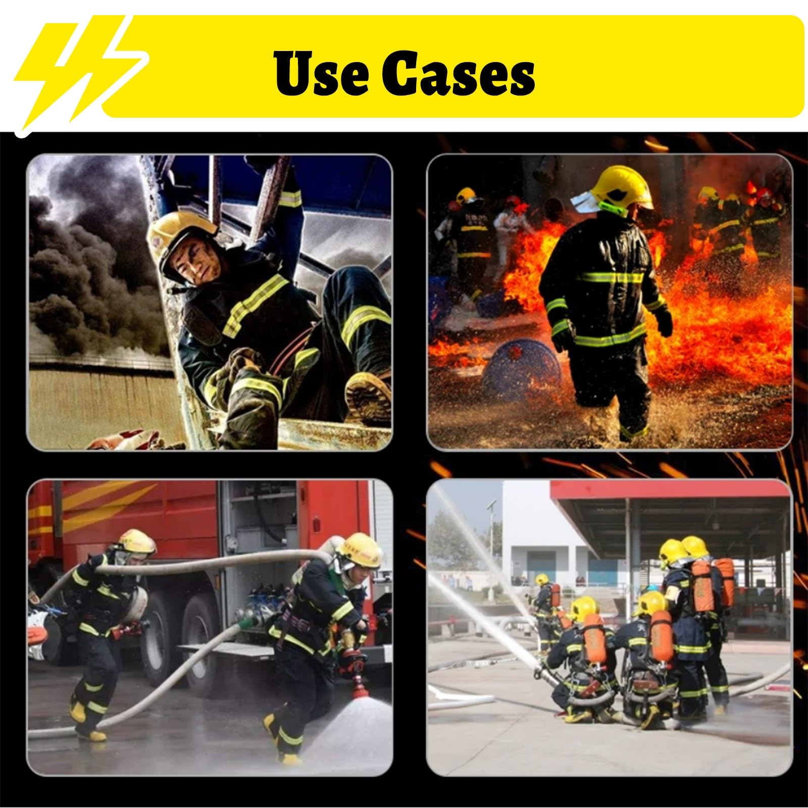Brandschutzanzug Feuerwehr Feuerwehrjacke & Feuerwehrhose, Warnschutz-Feuerwehrschutzkleidung mit Reflexstreifen, Feuerwehrhelm/Handschuhe/Stiefel/Gürtel(Gloves)