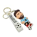Daiyamondo Cheers on Your Team With Football Player Ronaldo Messi 3D Rubber keychain With Long Ribbon - A Vibrant Accessory for Soccer Fans and Collectors (White Messi With Ball) gallery image