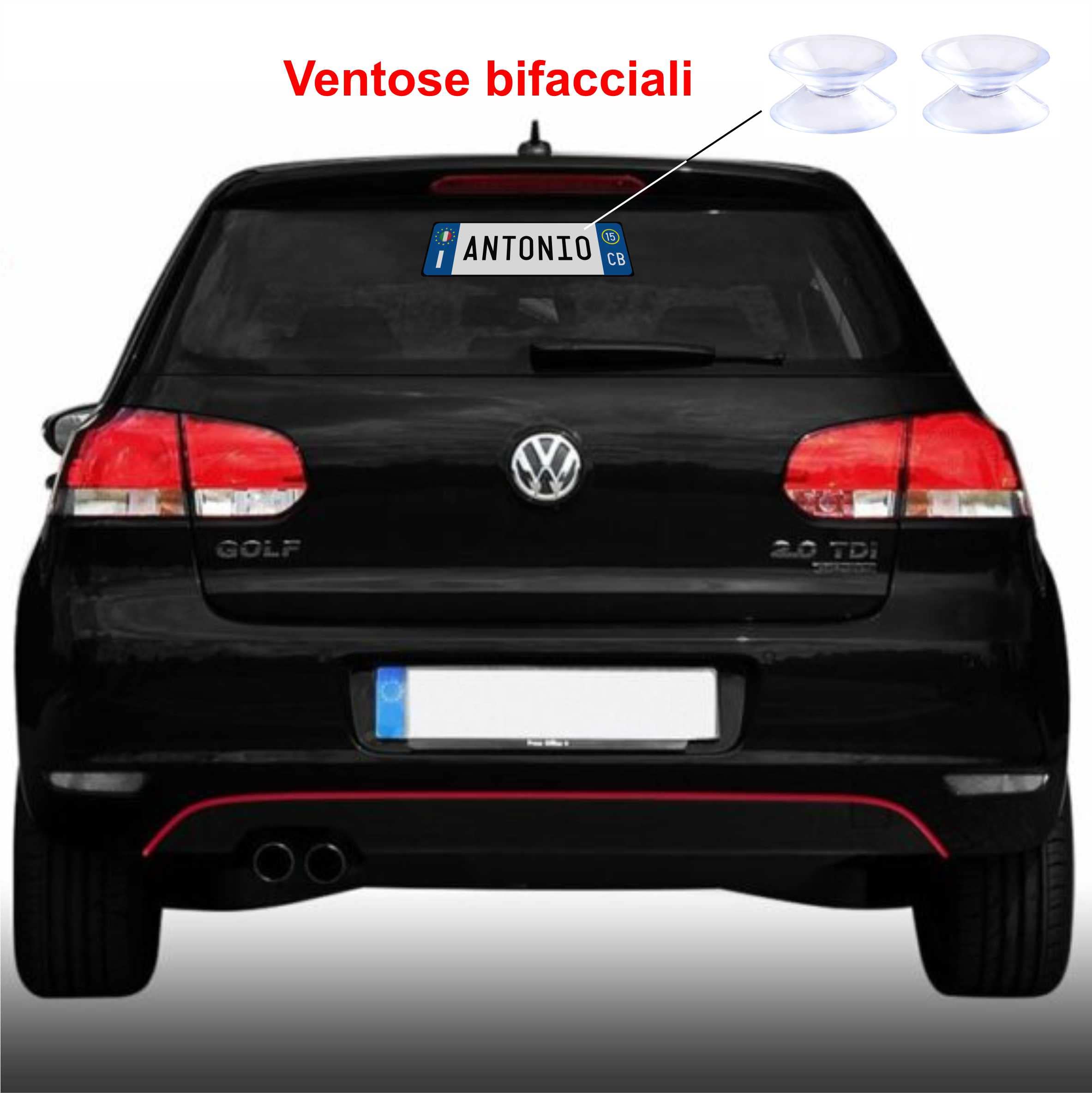 Targa auto personalizzata in alluminio 3 mm 36x11 cm con fissaggio a scelta biadesivo, Fixer o ventose