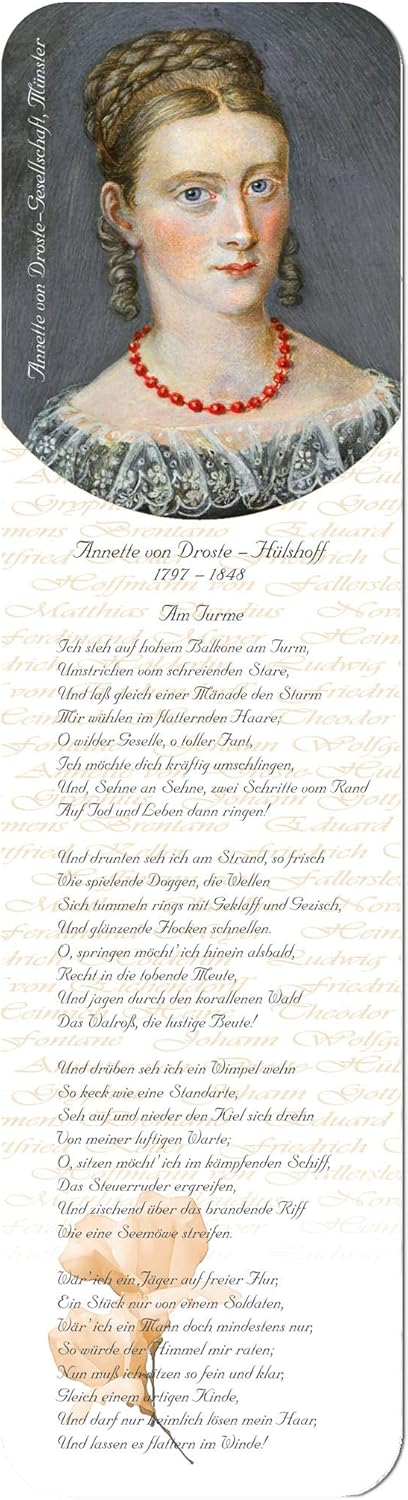 Am Turme Annette Von Droste Hülshoff metALUm Lesezeichen aus umweltfreundlichem Holz Annette von Droste