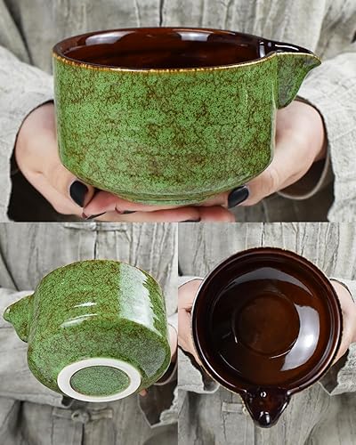 Miniatura 7 de Artcome Juego de té Matcha prémium  Tazón de cerámica de 20.2 onzas, batidor de bambú, cuchara, soporte para batidor y guía de preparación  Juego