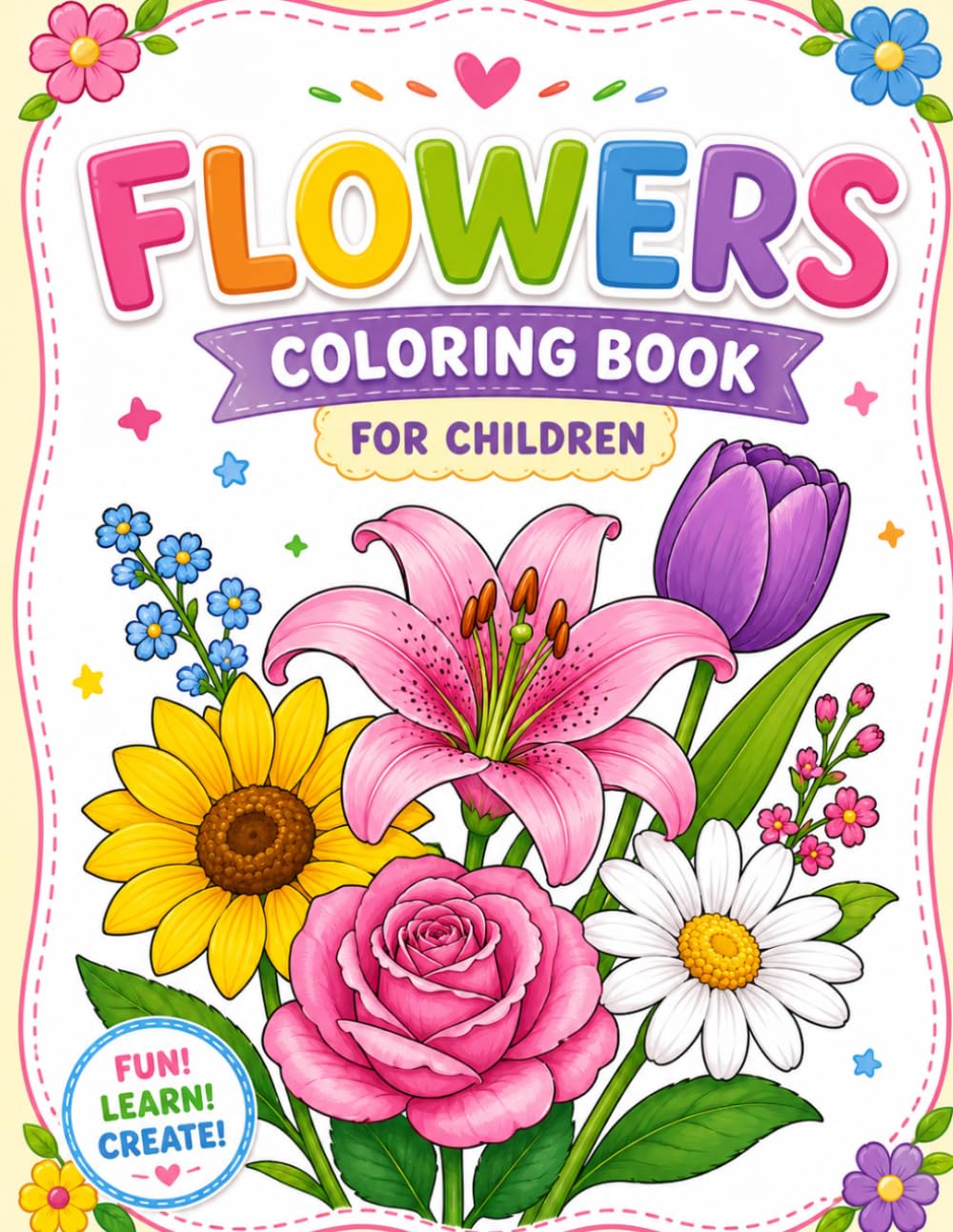 Kids Coloring Book - Flowers: Fun Learn Create