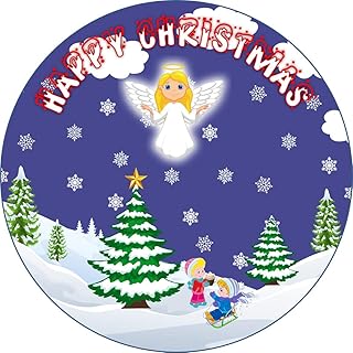 Christmas angel 7.5 inch ICING circle round edible cake topper