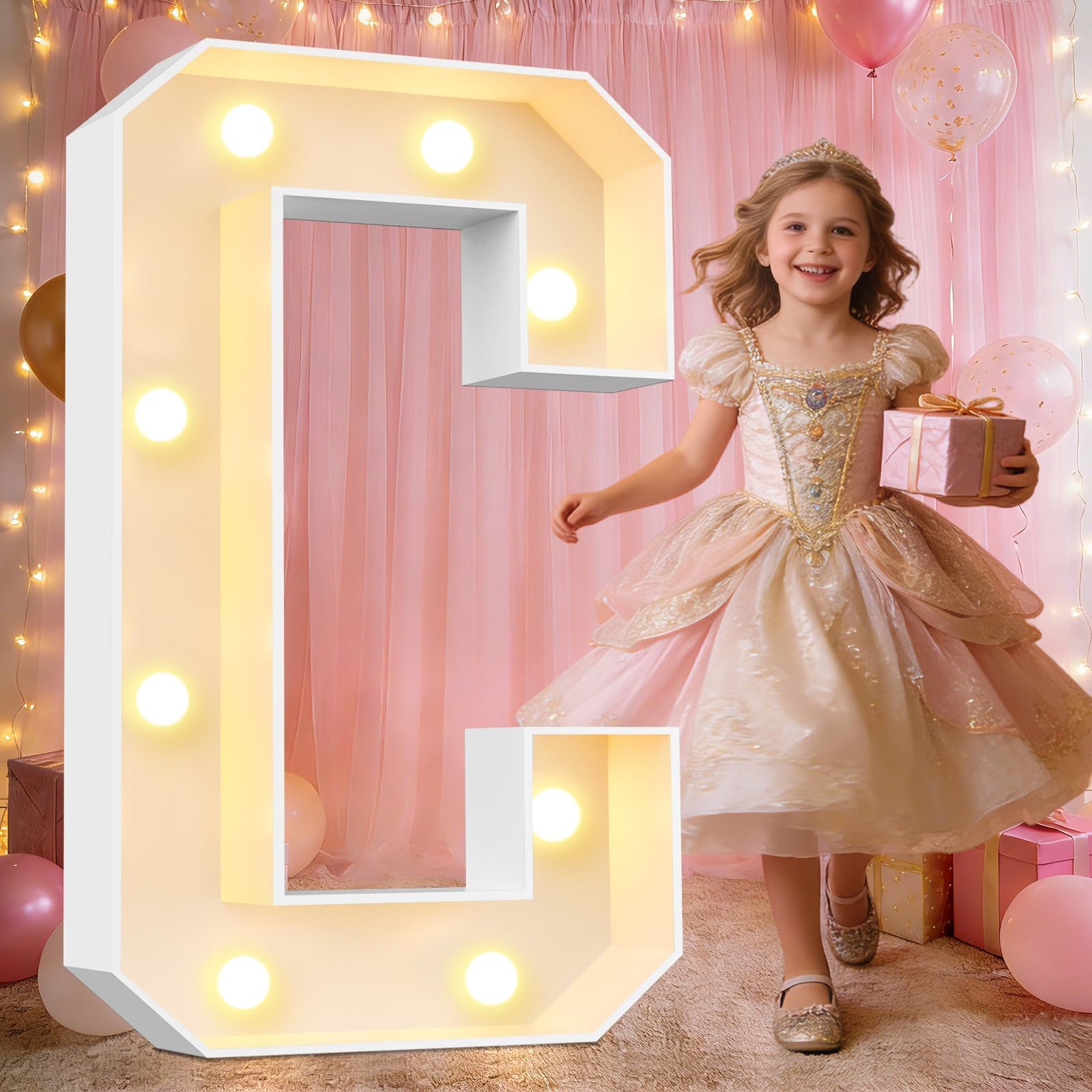 Lettere C illuminate, 100 cm, con grande luce a LED incandescente, riutilizzabile, decorazione per interni per feste, bar, camera da letto, matrimoni, compleanni, vacanze, 100 cm