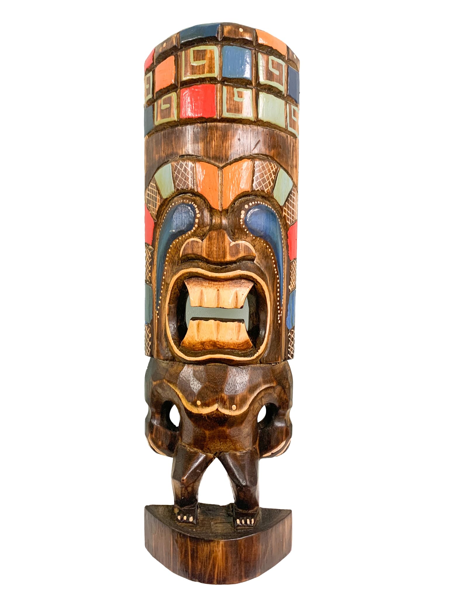 My Family House Design 6 Hand Carved Wooden Tiki Mask Wall Art, Polynesian Tribal Decor, Assorted Designs, Rustic Tropical Home & Garden Ornament (Design 6)