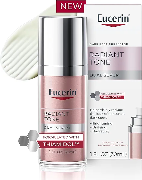 Eucerin Radiant Tone Dual Serum Dark Spot Corrector, Dark Spot Serum with Thiamidol and Hyaluronic Acid, Helps Visibly Reduce the Look of Persistent Dark Spots, 1 Fl Oz Bottle