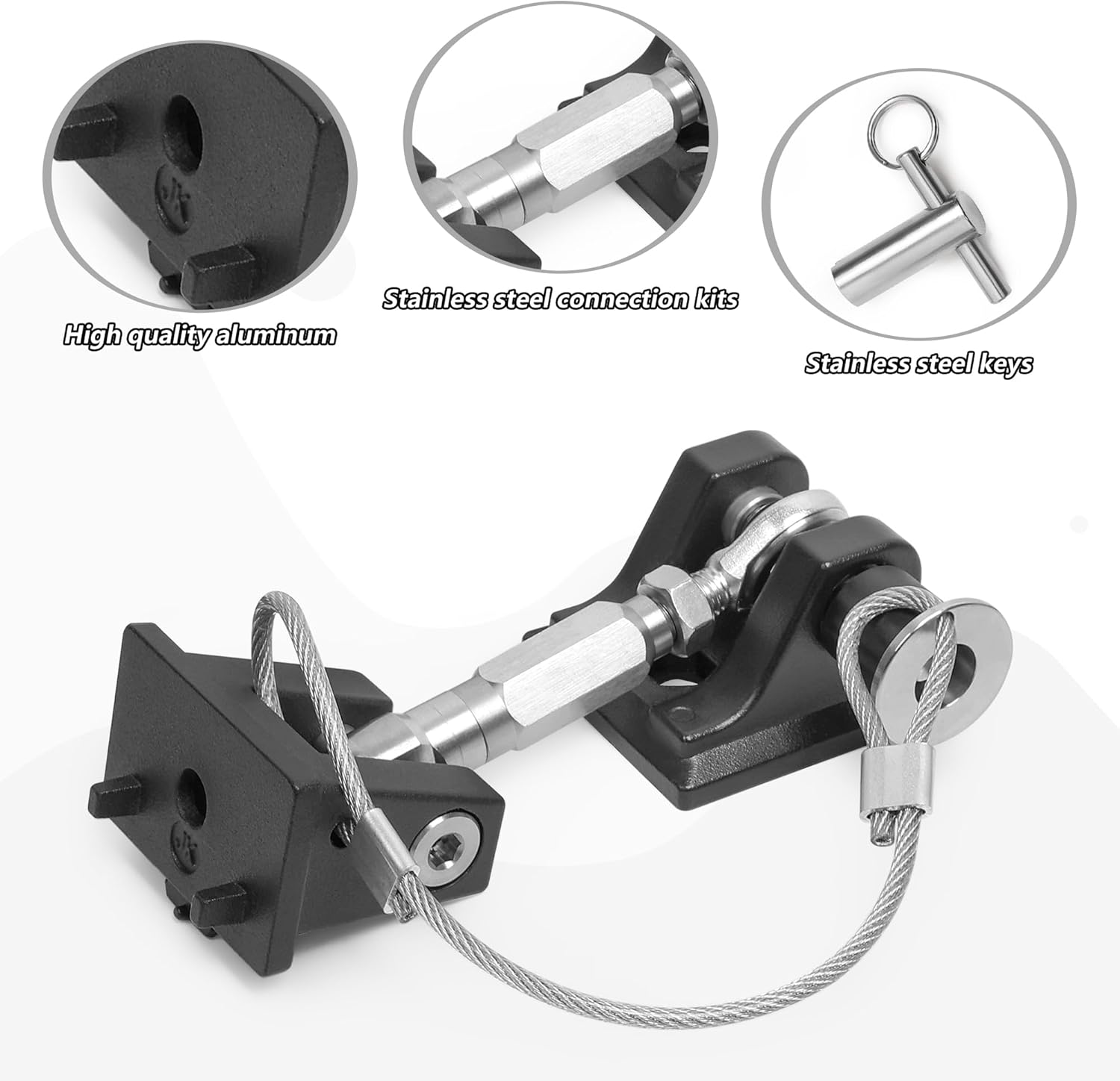 JK Hood Latches with Keys for Jeep, Hood Lock Locking Hood Latch for Jeep Wrangler JK Unlimited Sahara 2007-2018, Anti-Theft, Eliminate Hood Flutter, Aluminum, 1 Pair