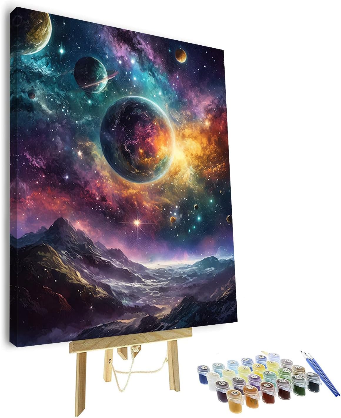 TUMOVO Planet DIY Paint by Numbers for Adults, Galaxy Acrylic Paint by Numbers Kits on Canvas, Paint by Numbers Kit for Adults Beginners Universe, Oil Hand Painting for Gift Home 16"x20"(Frameless)