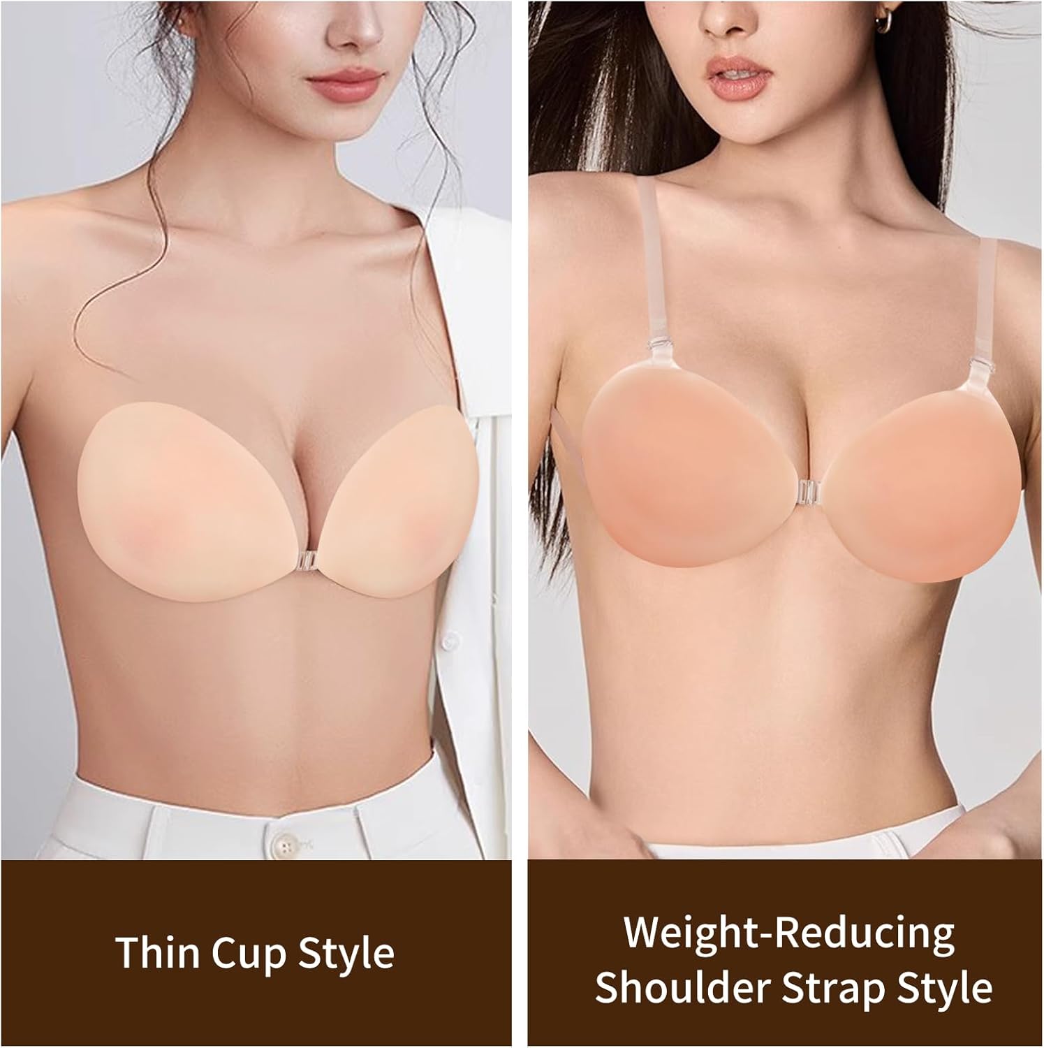 Adhesive Strapless Bra for Women Sticky Silicone Invisible Push up Bra with Nipple Covers for Backless Dress - Image 3