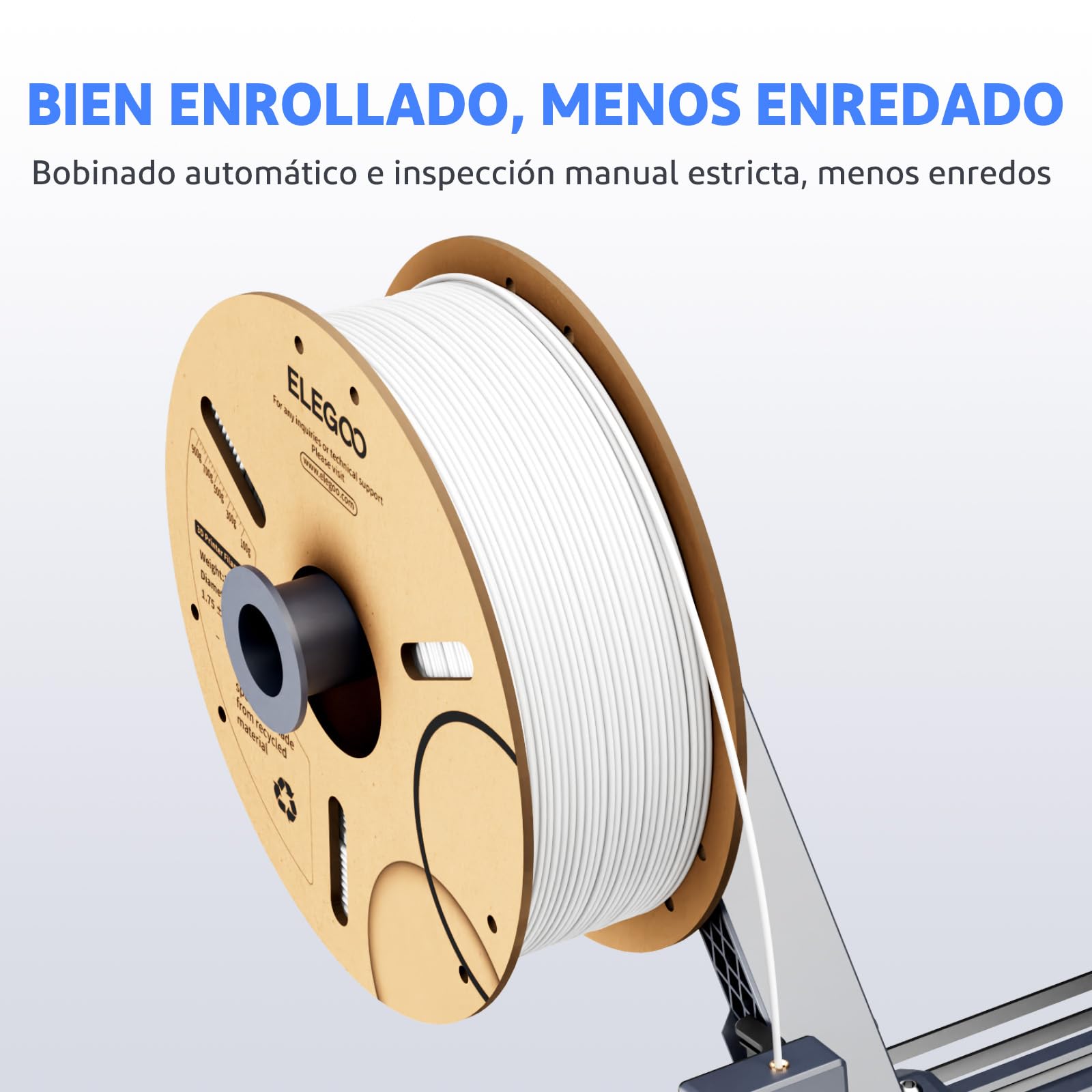 ELEGOO Filamento PLA+ 1.75 4KG Blanco, Filamento PLA Plus para Impresora 3D, Precisión Dimensional +/- 0.02mm, Carrete Filamento 3D,para Mayoría Impresoras 3D