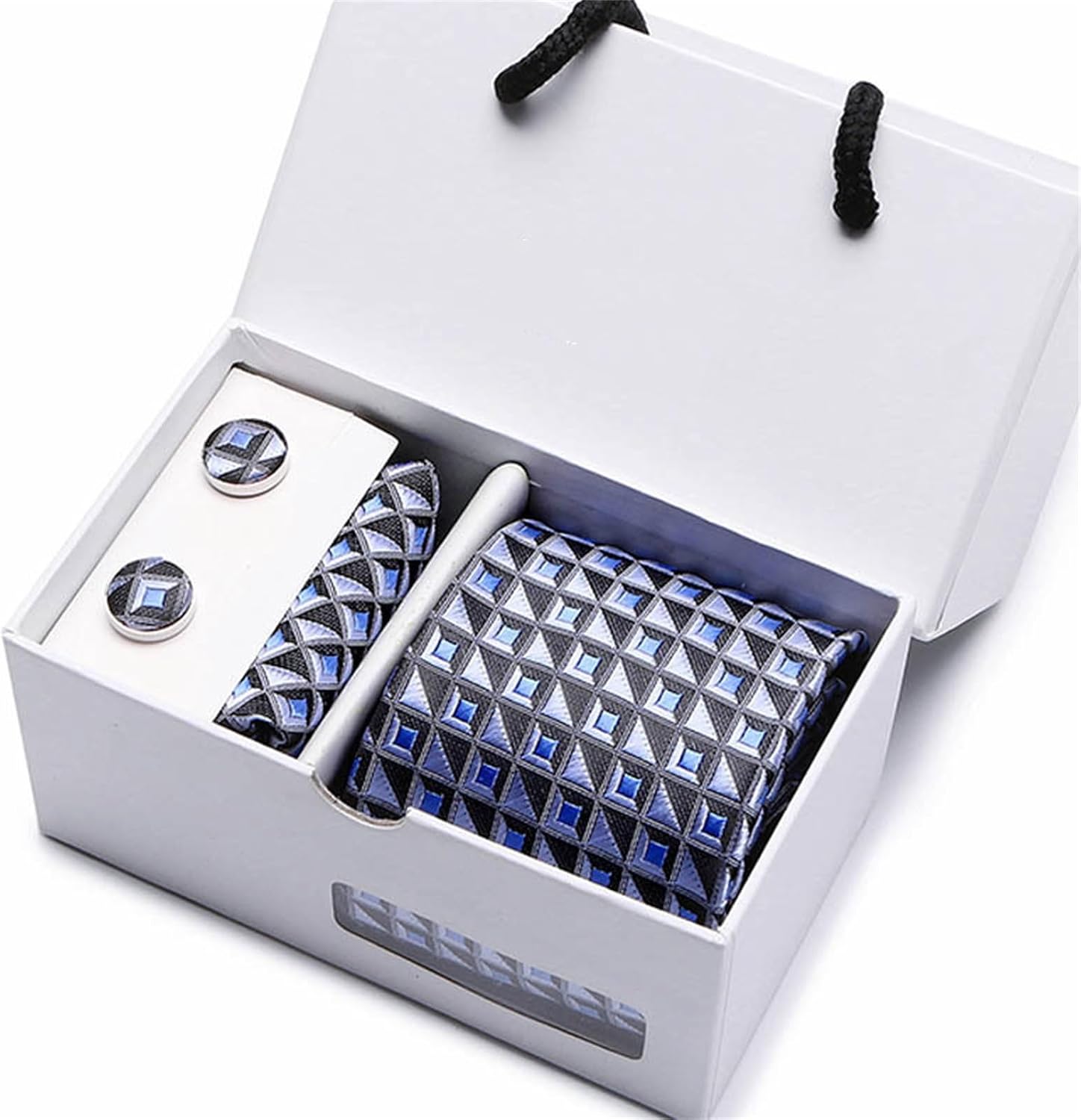 Men Ties Men's Tie Business Formal Wedding Tie Necktie Handkerchief Cufflinks Set Neckties(6)
