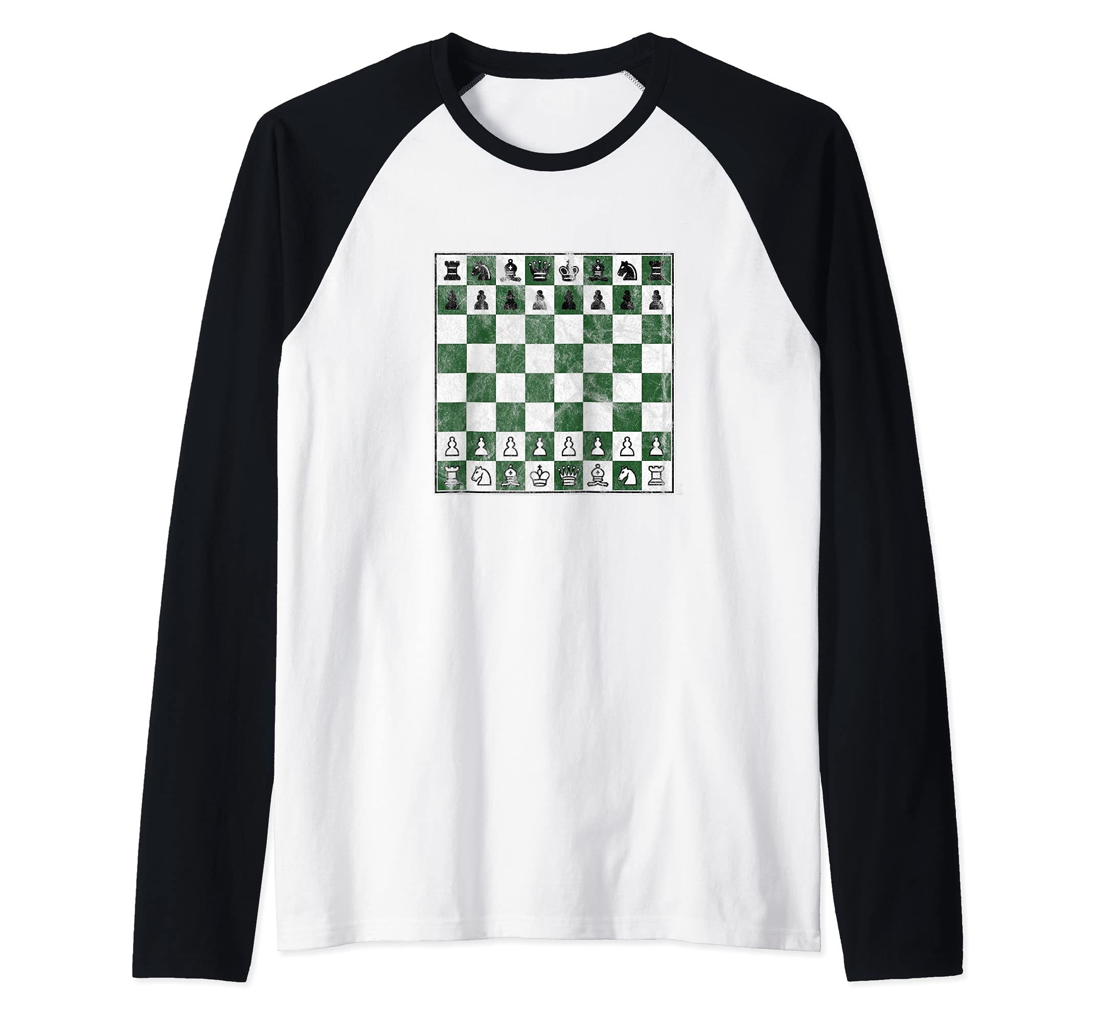 Chess Game Board Pieces Checkmate Chessboard Raglan Baseball Tee