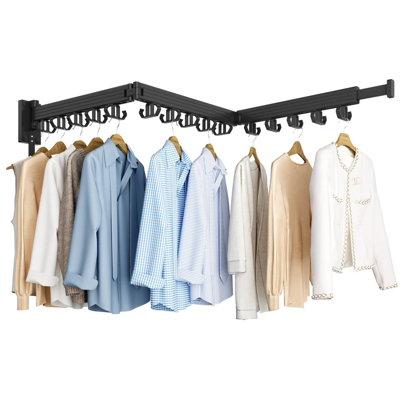 THEGA Stendibiancheria - 3-Fole Pieghevole, Stendibiancheria per Bucato, Stendibiancheria da Parete, per Balcone, Lavanderia, Bagno, Ideale per Case, Dormitori, 18 Ganci