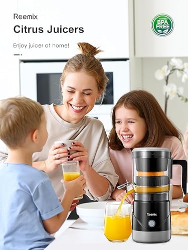 Miniatura 6 de Reemix Exprimidor eléctrico de cítricos para naranja, limón, pomelo, operación con un toque, portátil con cepillo de limpieza